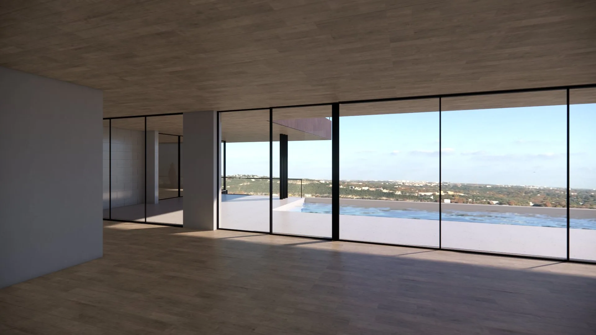 West Lake Project - Living Room with Hill Country Views